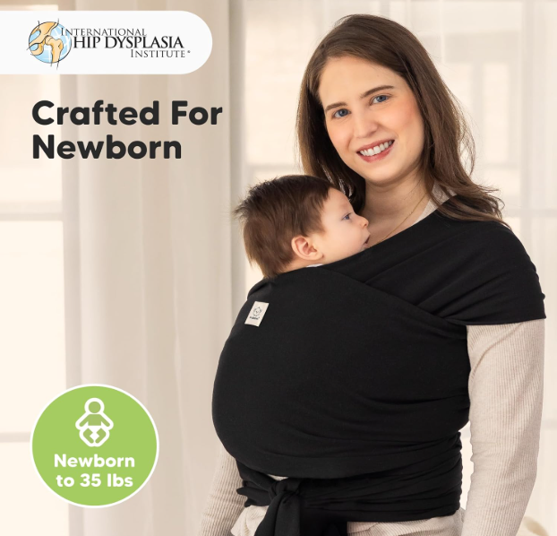 Baby Wrap Carrier - All in 1 Original Baby Carrier Newborn to Toddler Sling, Easy to Wear, Hands Free Bonding, Lightweight, Breathable Infant Wraps (Trendy Black)