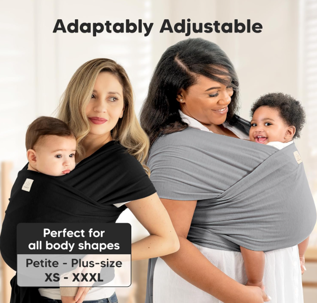 Baby Wrap Carrier - All in 1 Original Baby Carrier Newborn to Toddler Sling, Easy to Wear, Hands Free Bonding, Lightweight, Breathable Infant Wraps (Trendy Black)