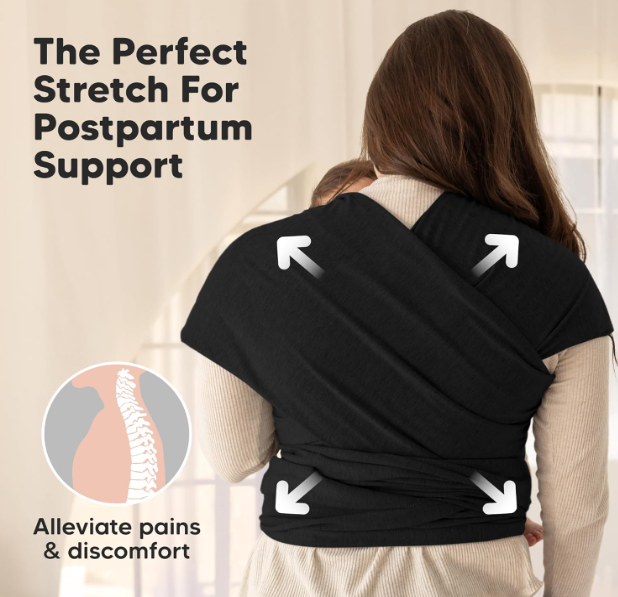 Baby Wrap Carrier - All in 1 Original Baby Carrier Newborn to Toddler Sling, Easy to Wear, Hands Free Bonding, Lightweight, Breathable Infant Wraps (Trendy Black)
