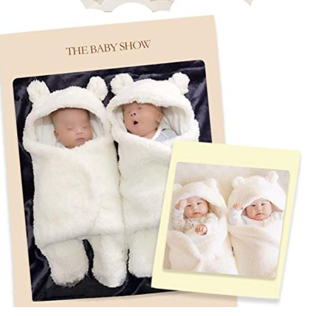 Baby Swaddle Blanket Boys Girls Cute Bear Plush Essential Receiving Blanket Ultra-Soft Newborn Registry Sleeping Wraps for Infant 0-6 Months - White